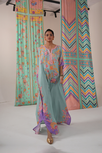 Sage/purple butterfly kaftan