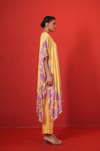 Butterfly Yellow Long Poncho Set