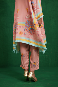 Butterfly pink poncho set