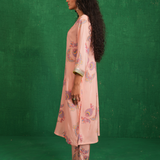 Pink Printed Embroidered Buta Jaal Kurta Set