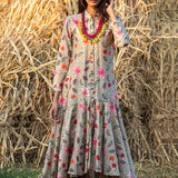 Printed Beige Zaal Boho Dress
