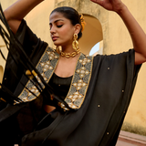 Black Embroidered Noor Cape Set