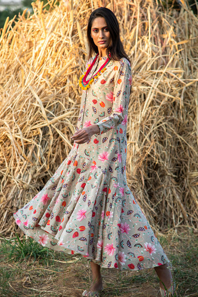 Printed Beige Zaal Boho Dress
