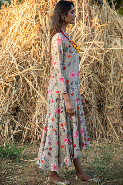 Printed Beige Zaal Boho Dress
