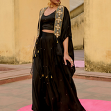 Black Embroidered Noor Cape Set