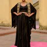 Black Embroidered Noor Cape Set