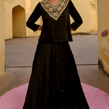 Black Embroidered Chandrima Skirt Set