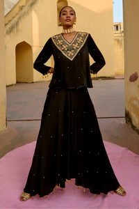 Black Embroidered Chandrima Skirt Set
