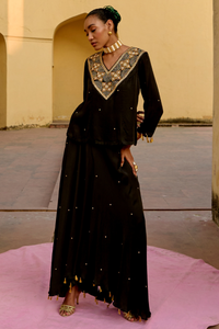 Black Embroidered Chandrima Skirt Set