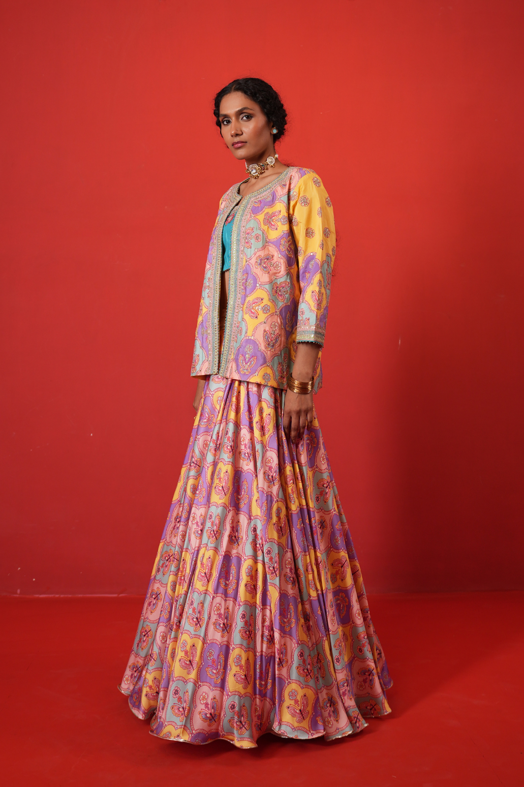 Butterfly Multi Lehenga with Jacket Set