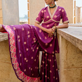 Purple Printed Embroidered Sharara Set