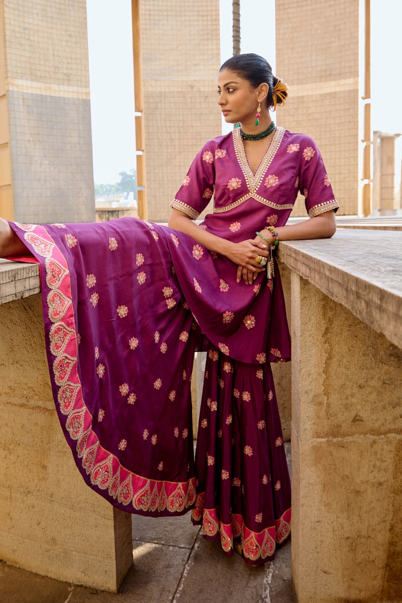 Jantar Mantar Plum Sharara set