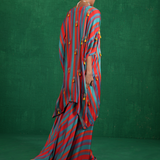 Turquoise red stripe poncho set