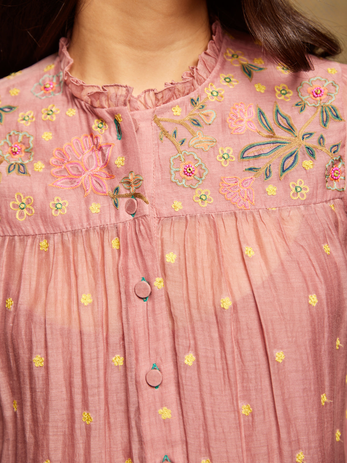 Rose Blush Tiered Embroidered Tunic Dress