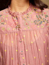 Rose Blush Tiered Embroidered Tunic Dress