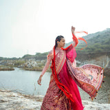 Morbagh Rose Pink Peacock Saree With Blouse