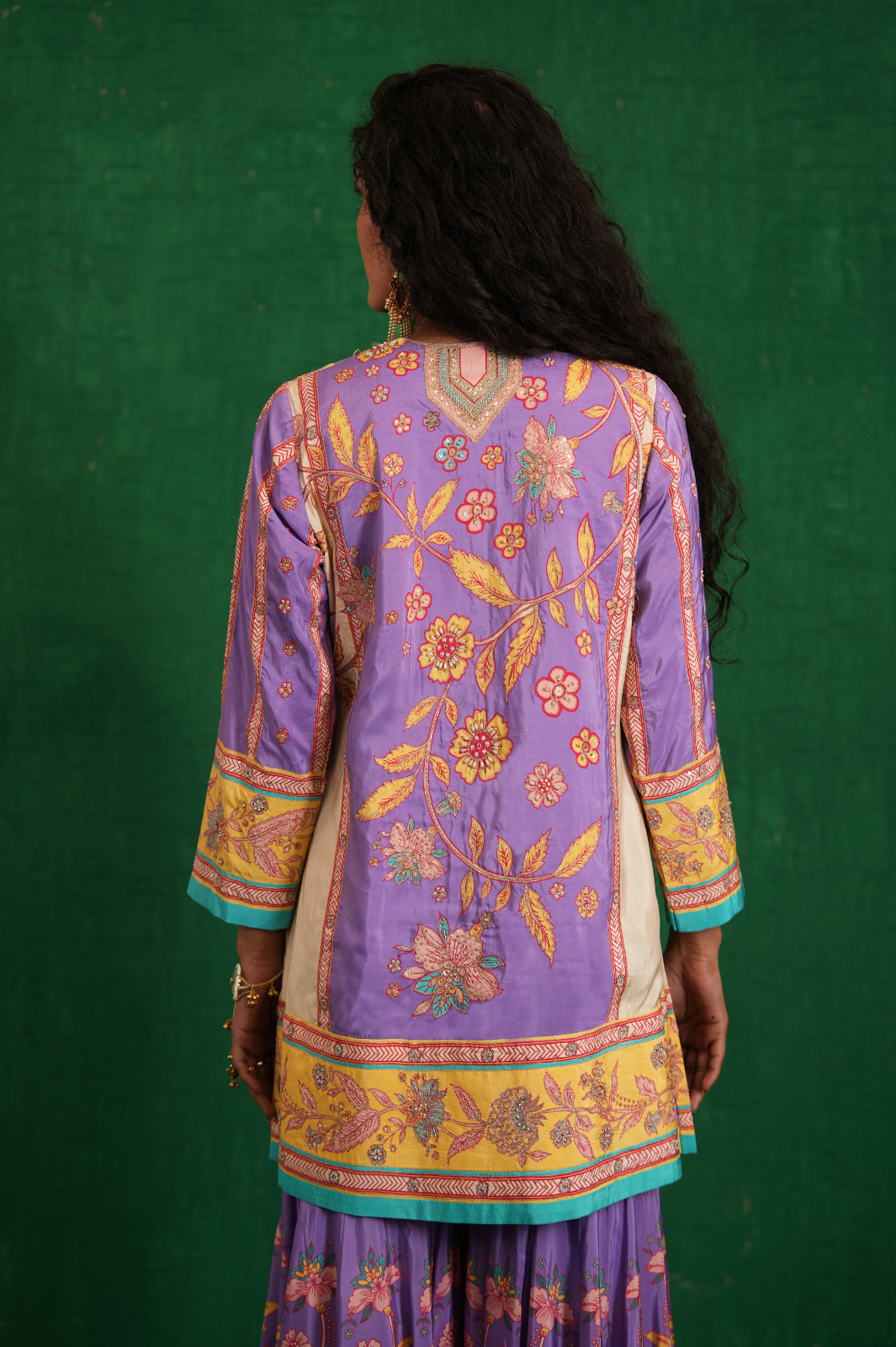 Purple / ivory butterfly sharara set