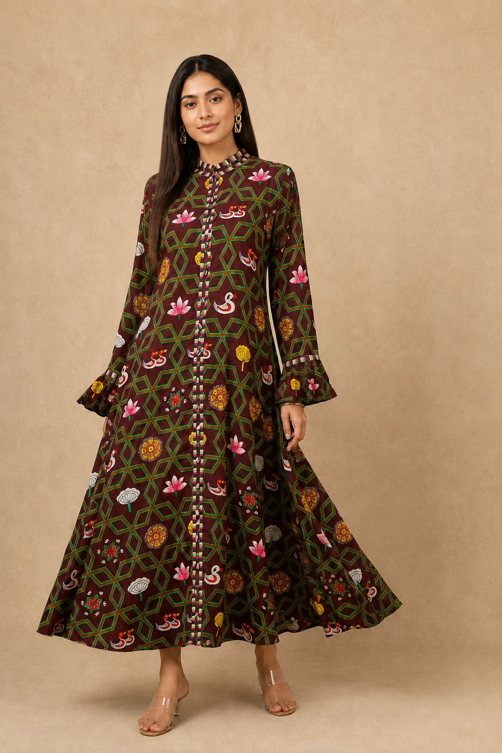 Bundi Brown Front Button Kurta / Dress