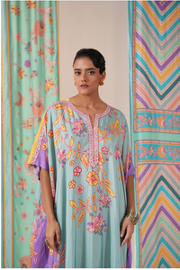 Sage/Purple Butterfly Kaftan
