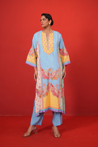 Blue Multi Panel Kurta Set