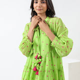 Lime Green Embroidered Boho Dress
