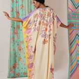 Ivory/yellow butterfly kaftan