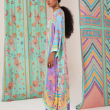 Peach Multi Butterfly Panel Kurta Set