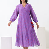 Purple Embroidered Wrap Dress