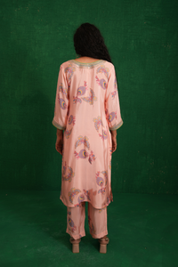 Pink Printed Embroidered Buta Jaal Kurta Set