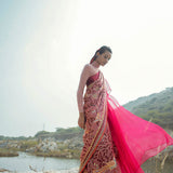 Morbagh Rose Pink Peacock Saree With Blouse