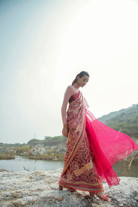 Morbagh Rose Pink Peacock Saree With Blouse
