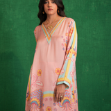 Butterfly pink poncho set