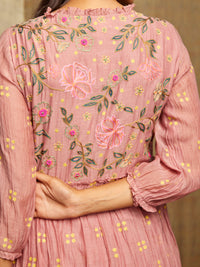 Rose Blush Round Hem Embroidered Tunic/Dress