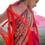Morbagh Rose Pink Peacock Saree With Blouse