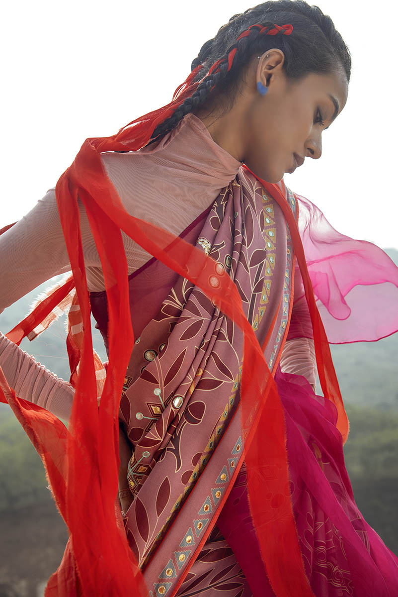 Morbagh Rose Pink Peacock Saree With Blouse