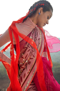 Morbagh Rose Pink Peacock Saree With Blouse