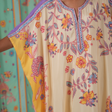 Ivory/yellow butterfly kaftan