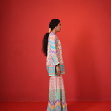 Ivory multi chevron butterfly sharara set