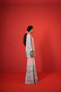 Ivory multi chevron butterfly sharara set