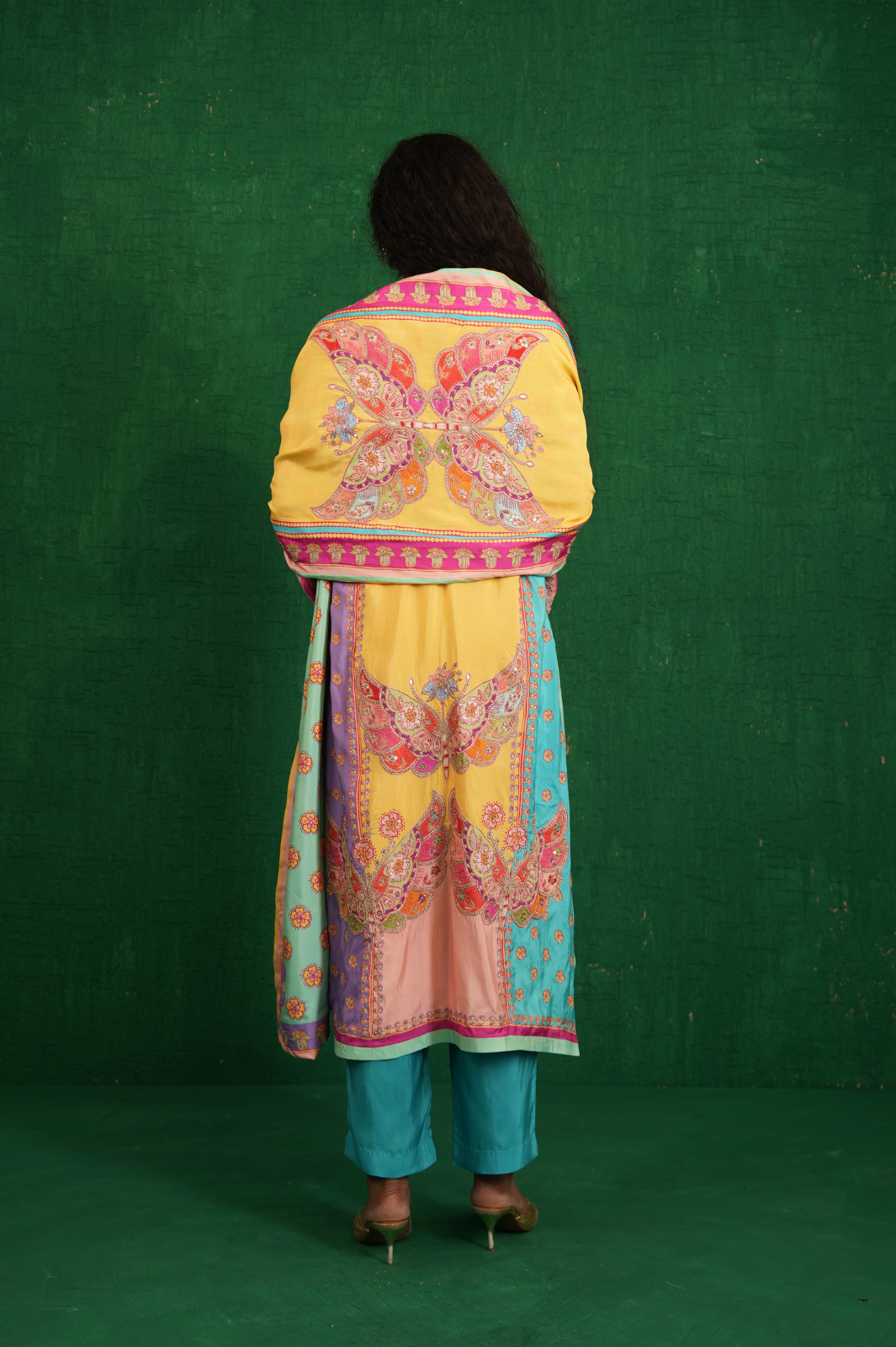 Yellow Multi Butterfly Kurta Set