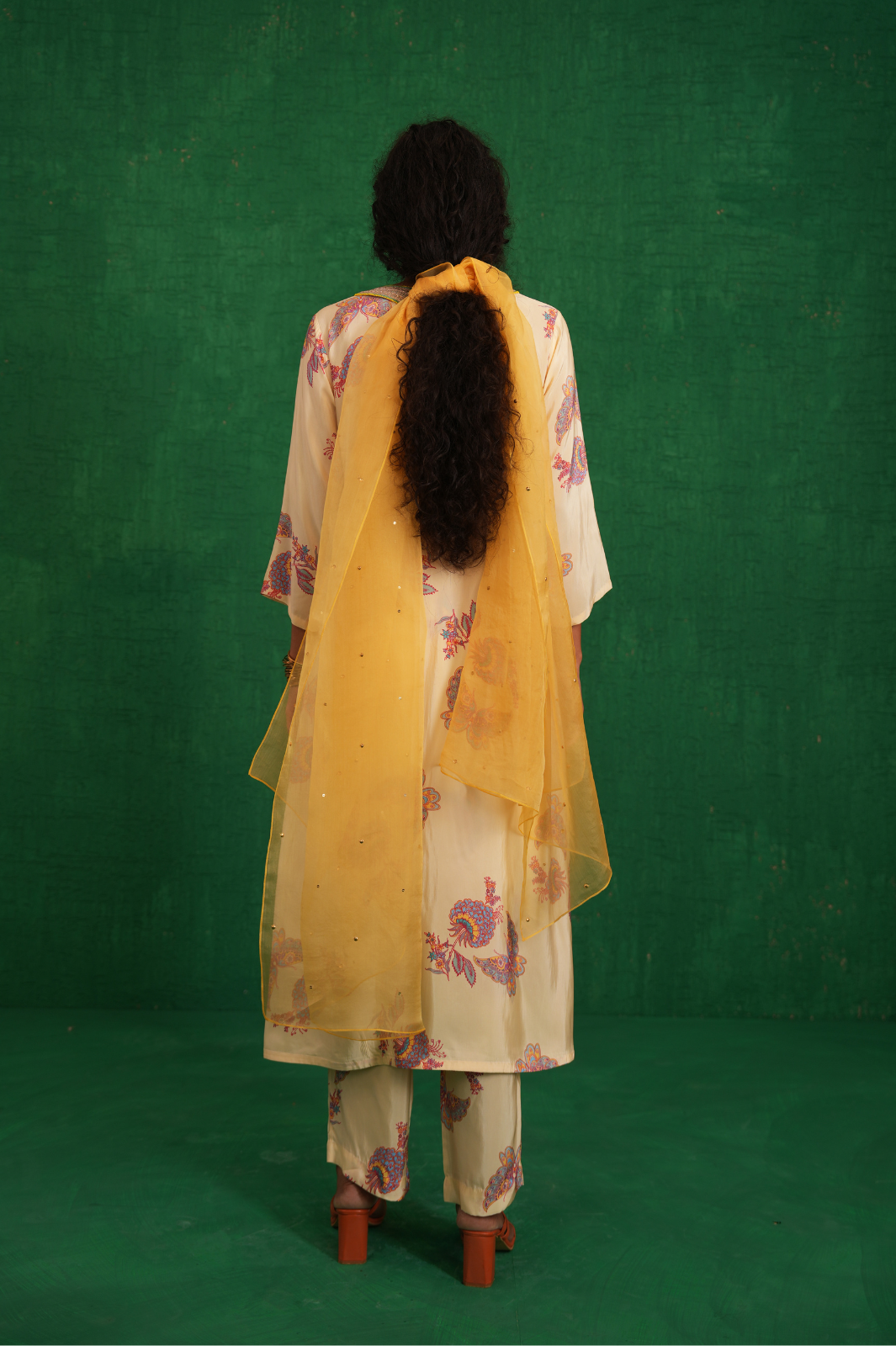 Ivory Printed Embroidered Buta Jaal Kurta Set