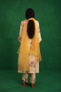 Ivory Printed Embroidered Buta Jaal Kurta Set
