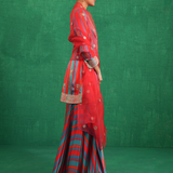Turquoise red stripe sharara set
