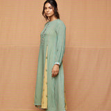 Block Printed Buti Striped Panelled A Line Kurta & Dress