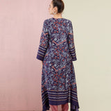 Morbagh Tribal Navy Asymmetrical Embroidered Tunic