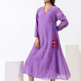 Purple Embroidered Wrap Dress
