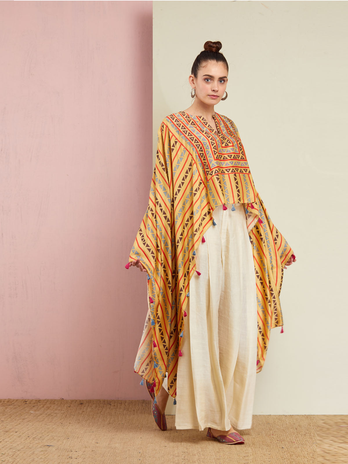 Morbagh Yellow Tribal Cape Set