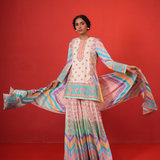 Ivory Multi Chevron Butterfly Sharara Set