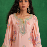 Pink Printed Embroidered Buta Jaal Kurta Set