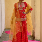 Scarlet Printed Embroidered Sharara Set